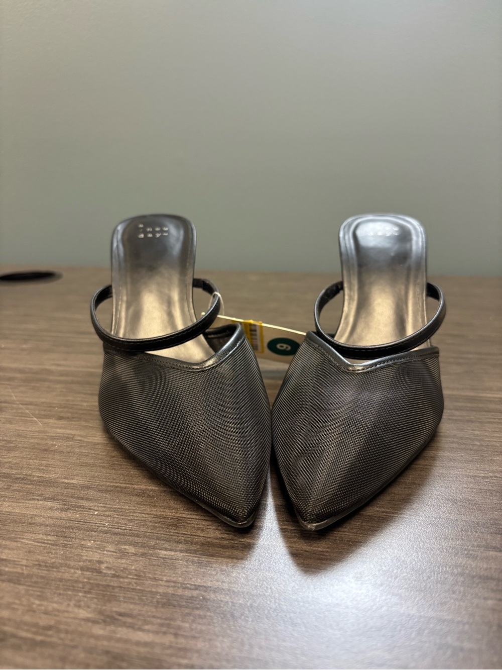 Target Womens Pointed Toe Metallic Mesh Mule in Silver